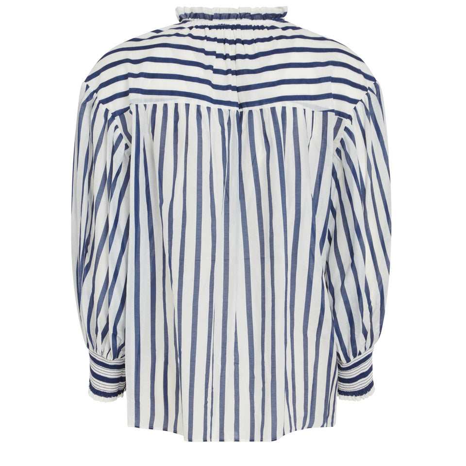 Blusa "Julius" in cotone bianca e blu