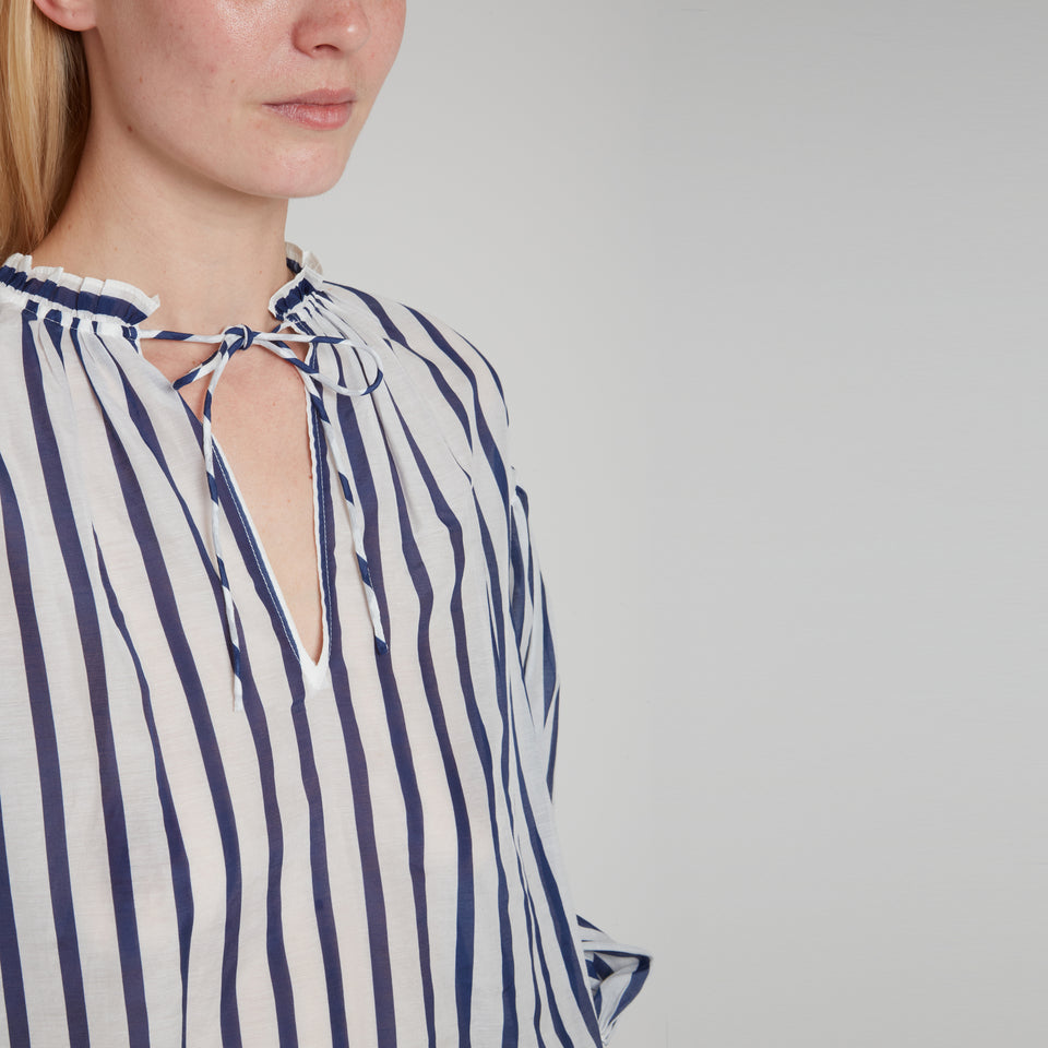 Blusa "Julius" in cotone bianca e blu