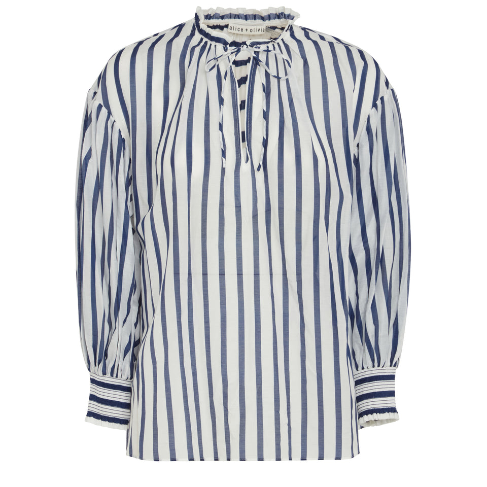 Blusa "Julius" in cotone bianca e blu