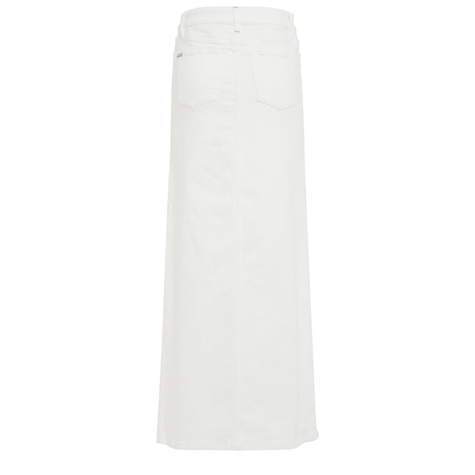 Long white denim skirt