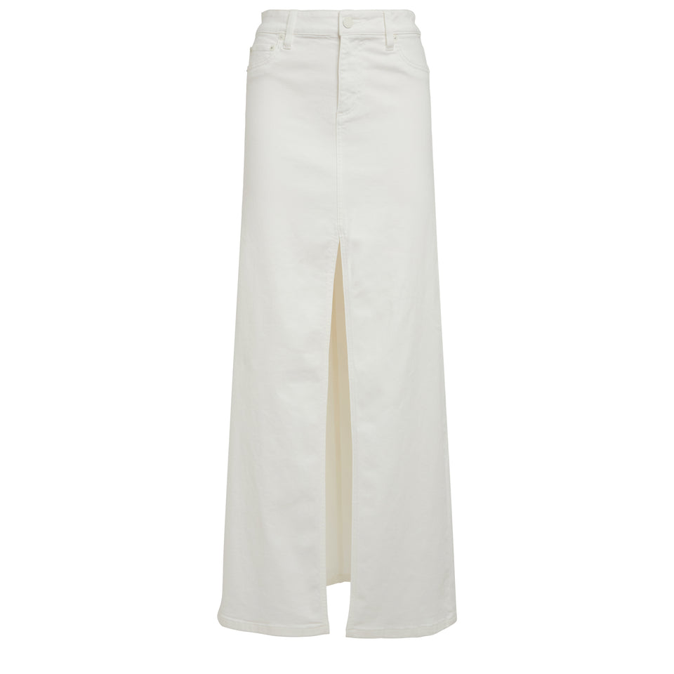 Long white denim skirt