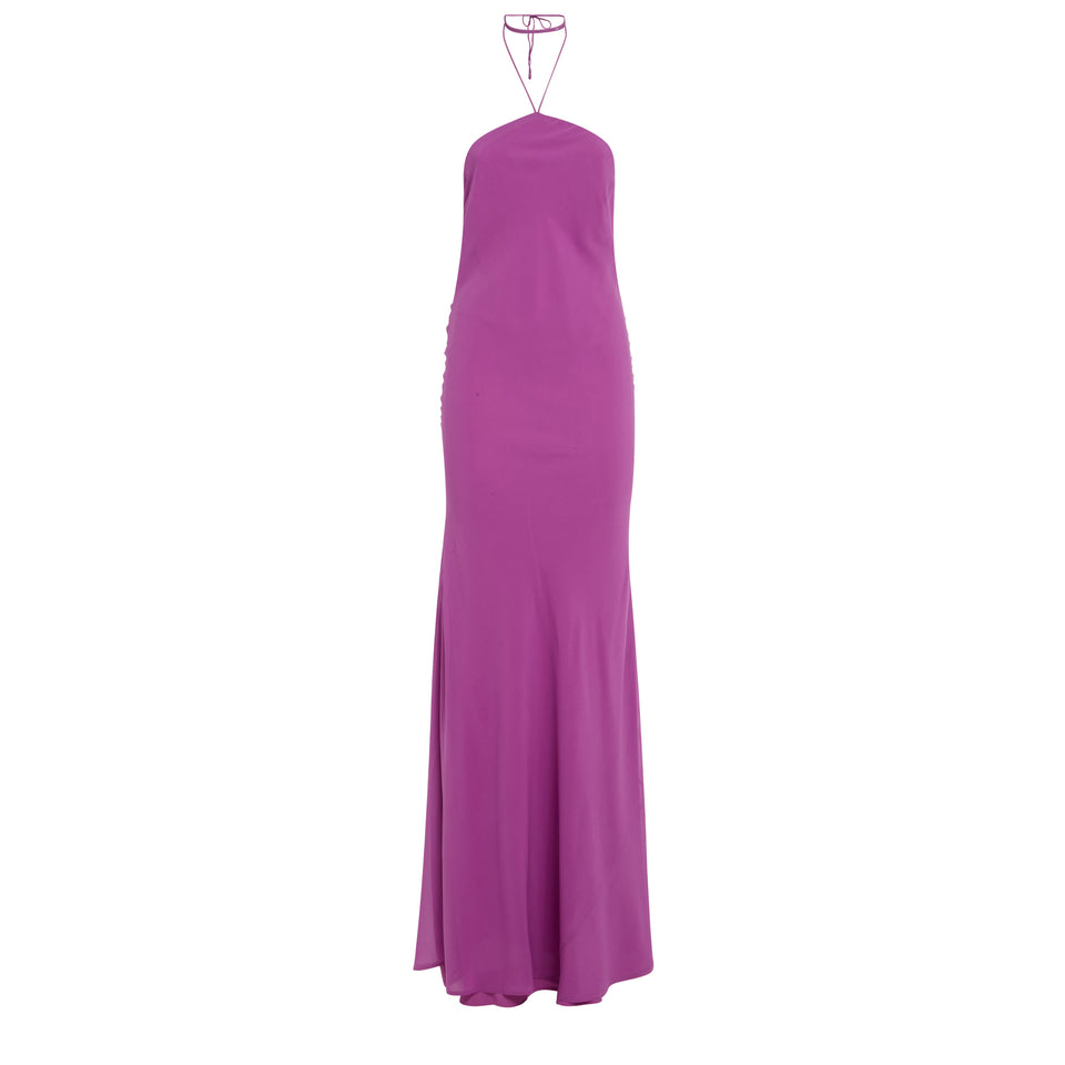 Long "Rebecca" dress in purple fabric