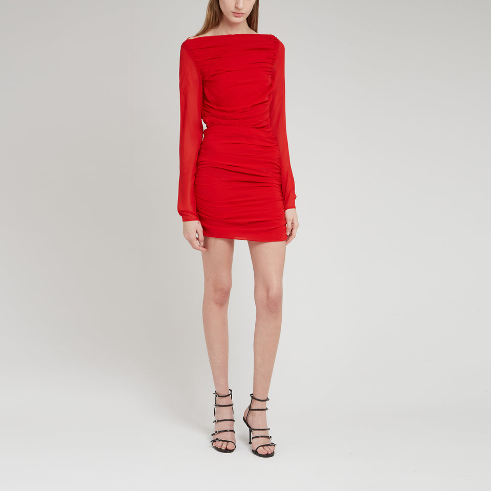 "Petra" dress in red silk