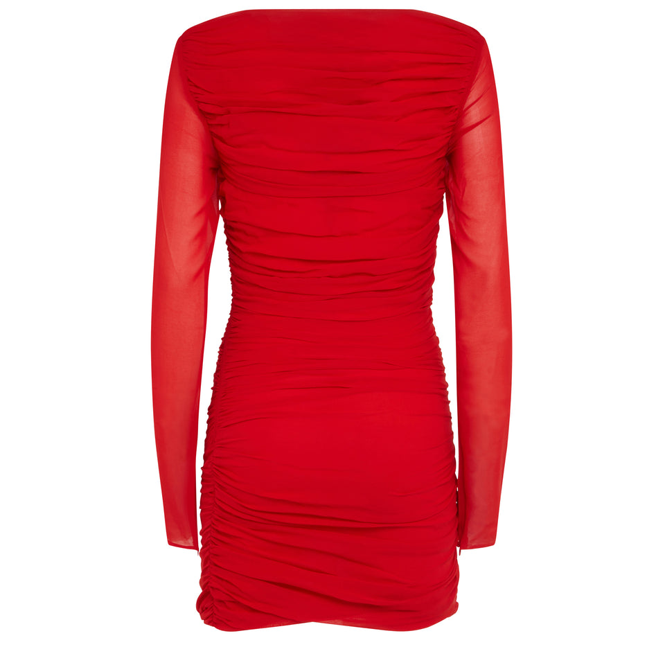 "Petra" dress in red silk