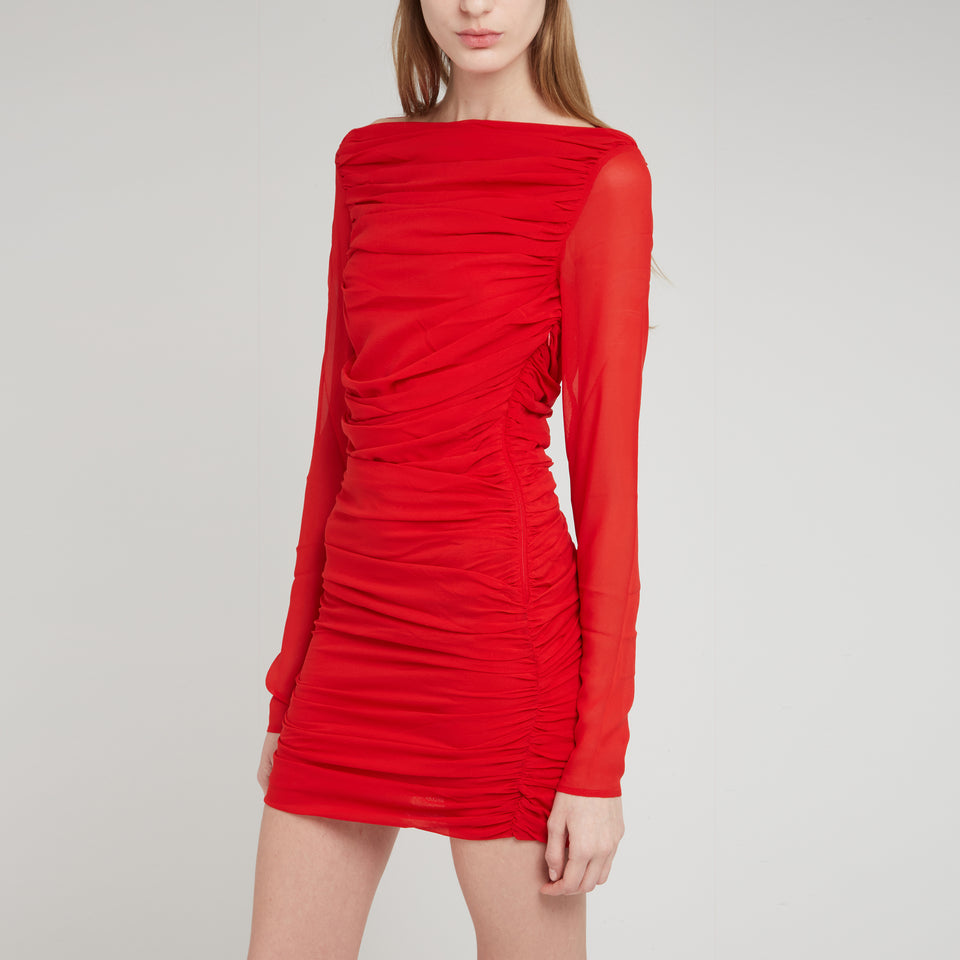 "Petra" dress in red silk