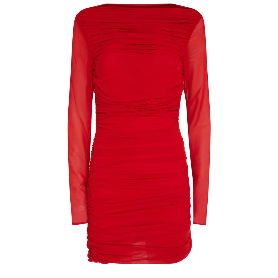 "Petra" dress in red silk