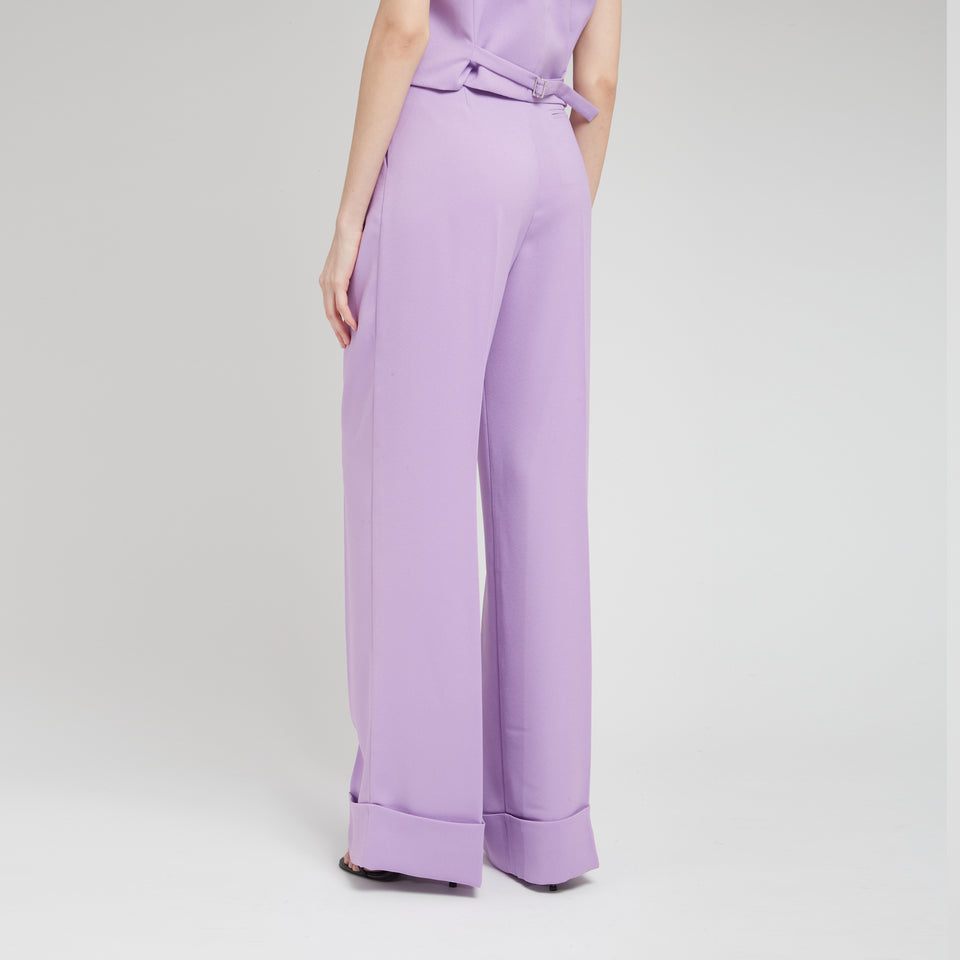 "Nathalie" trousers in lilac fabric