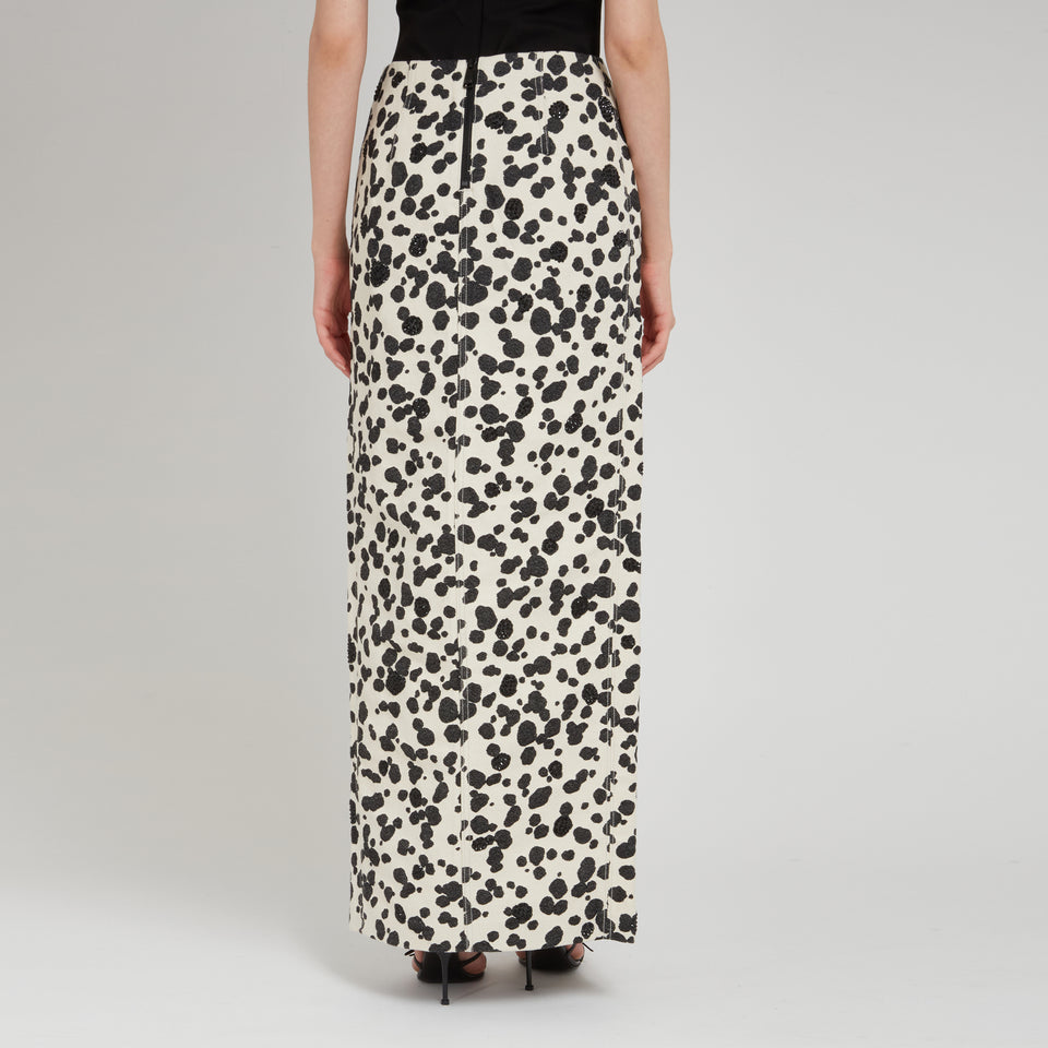 Long black and white cotton skirt
