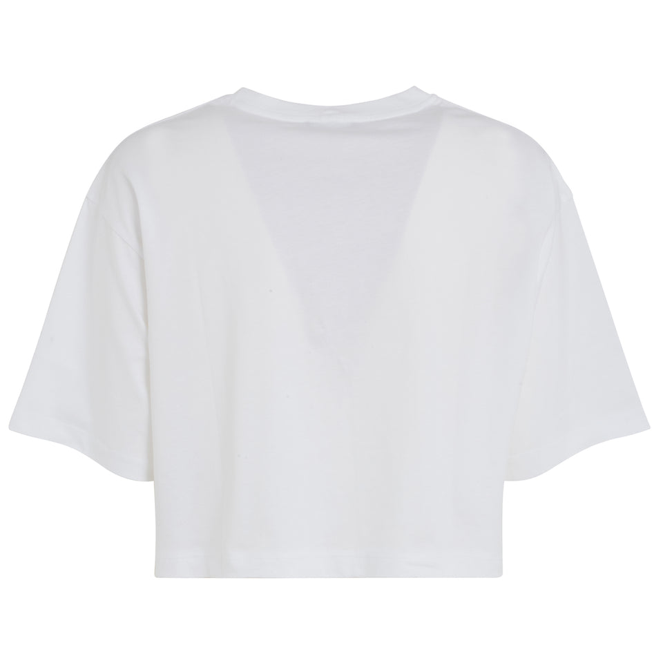 White cotton crop T-shirt