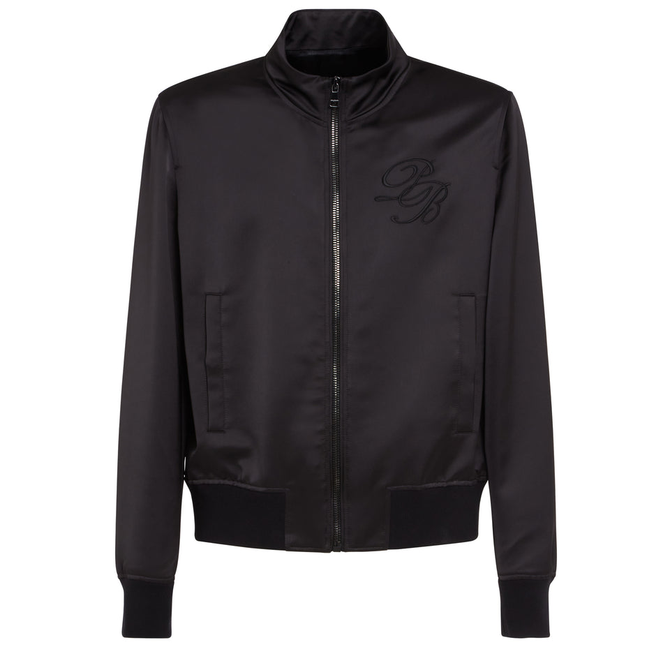 Black fabric bomber jacket