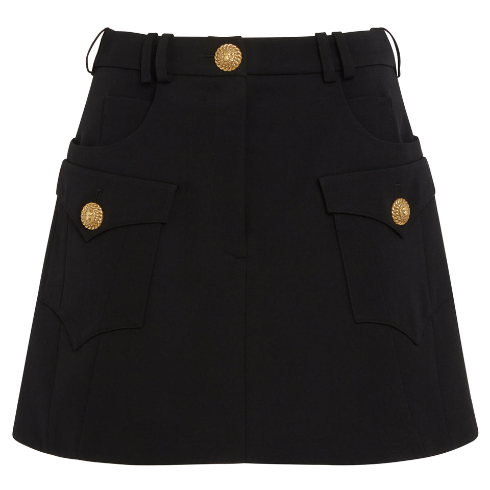 Black wool mini skirt