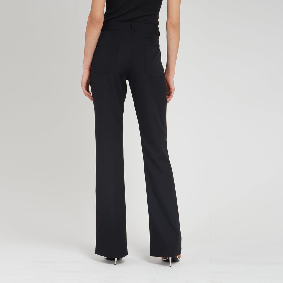 Flared black wool trousers