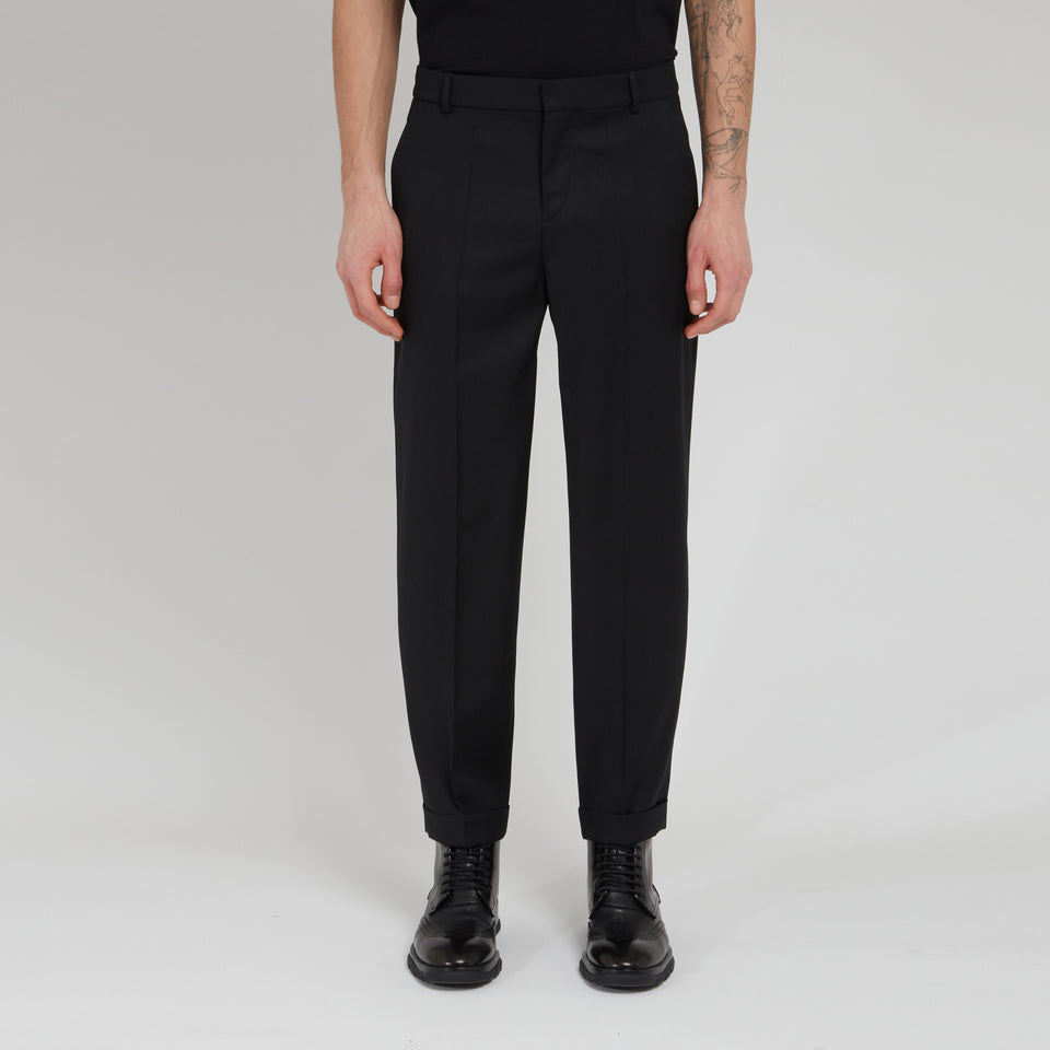 Black wool trousers
