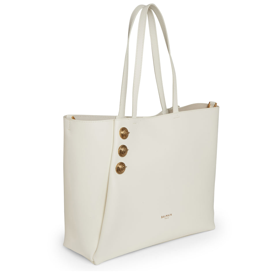 ''Embleme'' handbag in white leather