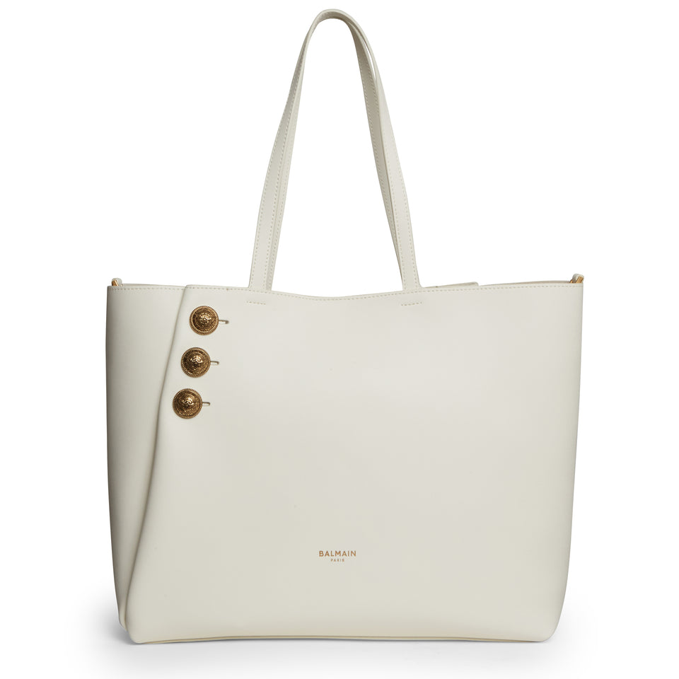 ''Embleme'' handbag in white leather