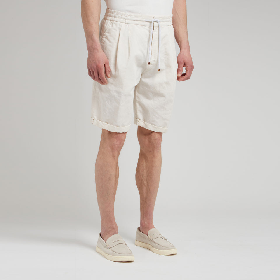 White linen and cotton shorts
