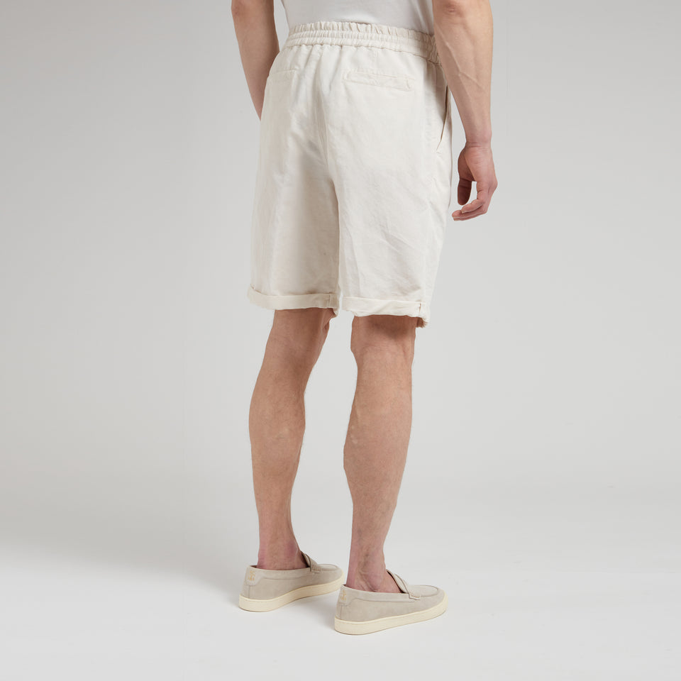 Shorts in lino e cotone bianchi