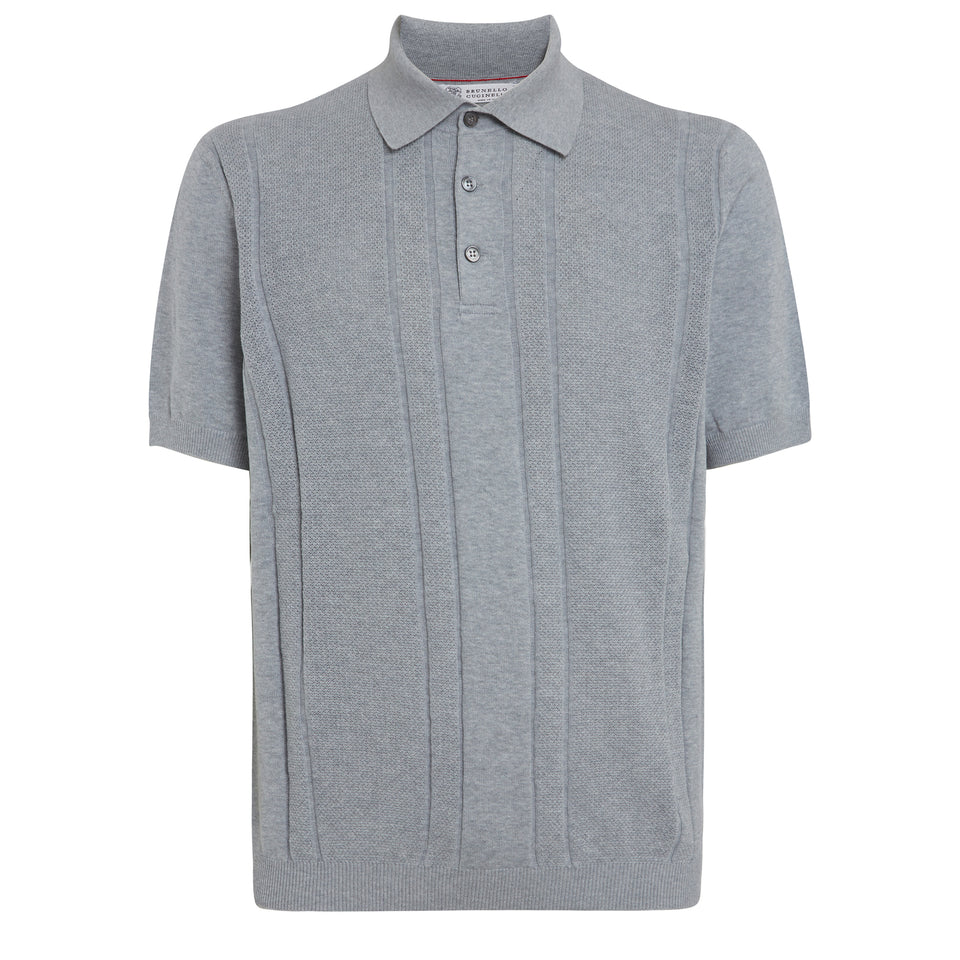 Gray cotton polo shirt