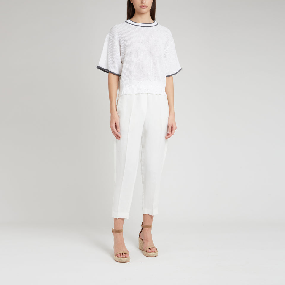 White fabric trousers