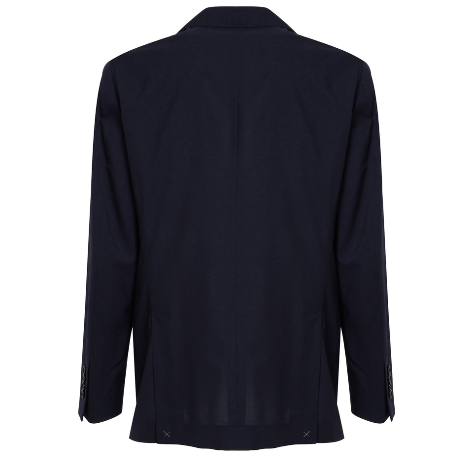 Single-breasted blue wool jacket