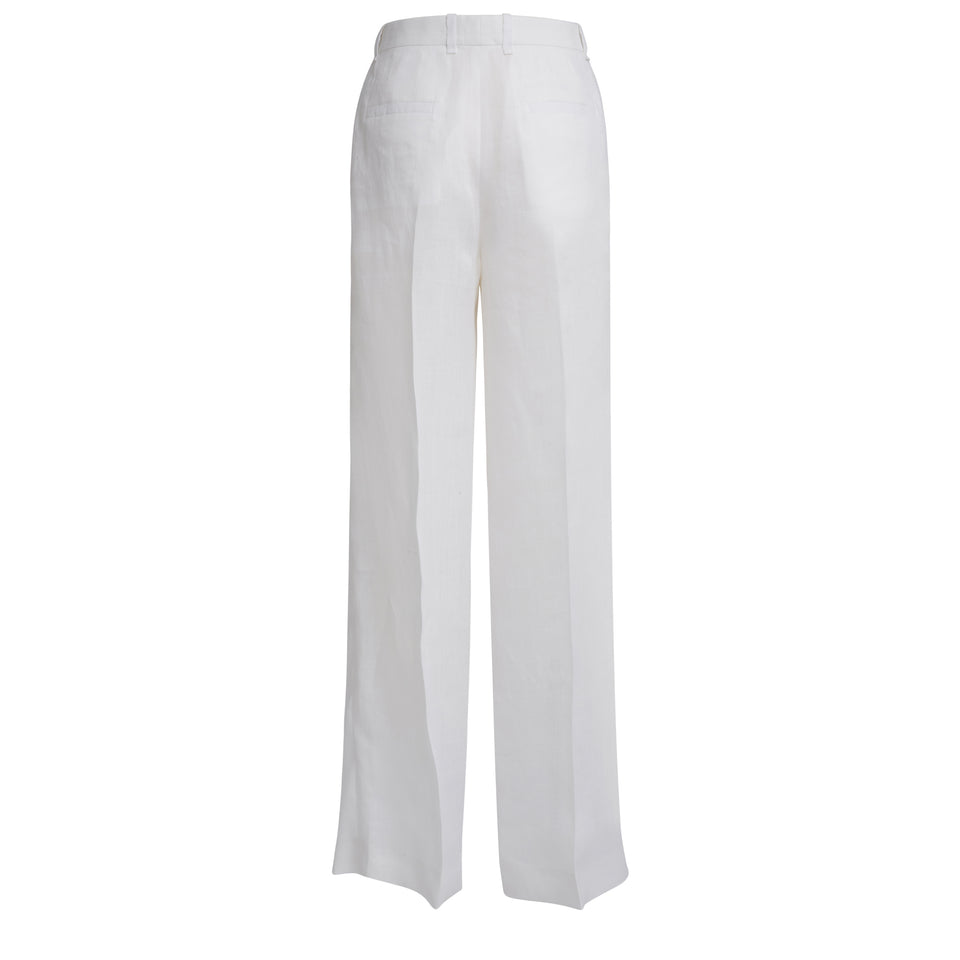 Wide-leg trousers in white fabric