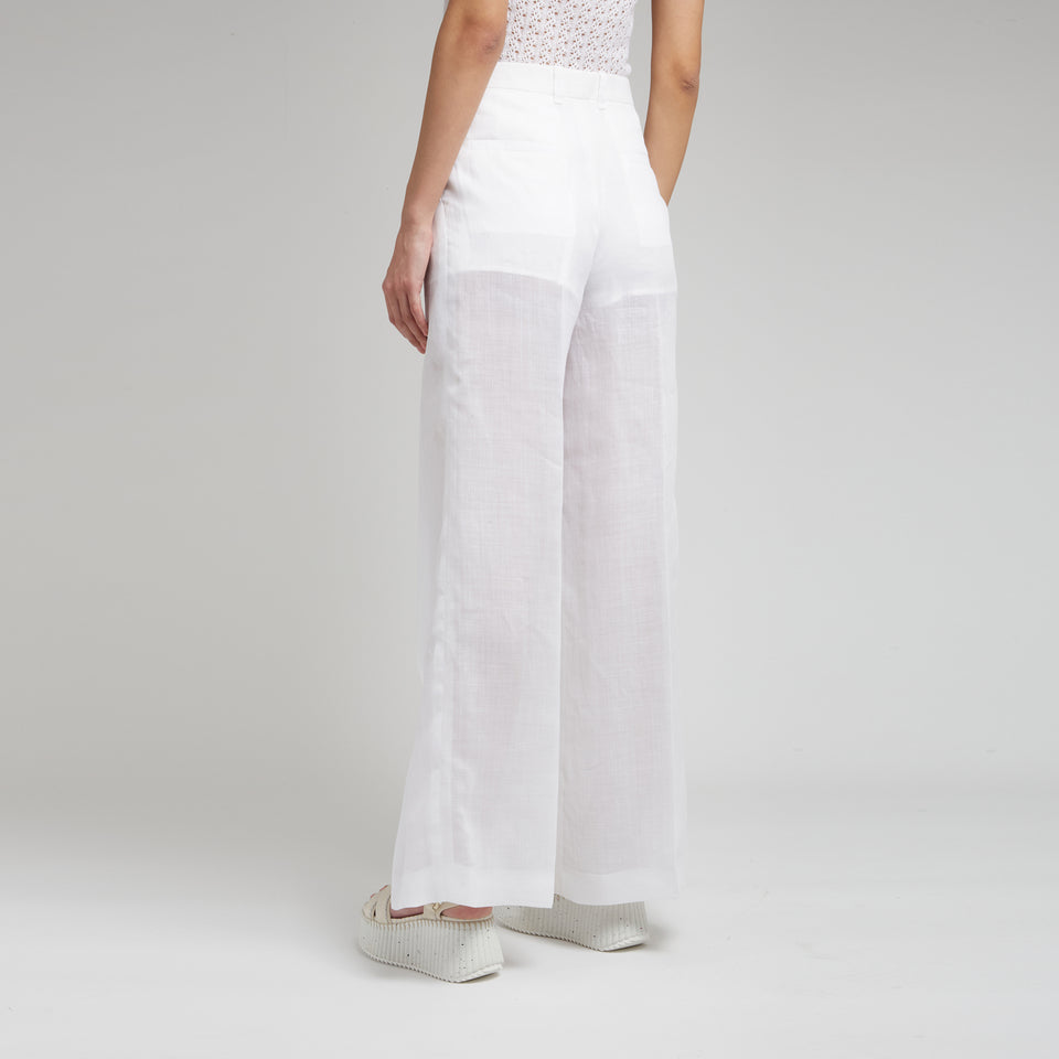 Wide-leg trousers in white fabric