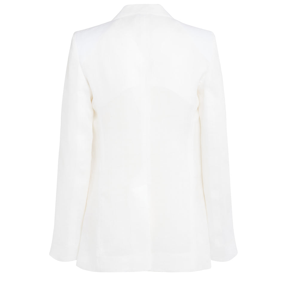 Single-breasted white fabric jacket