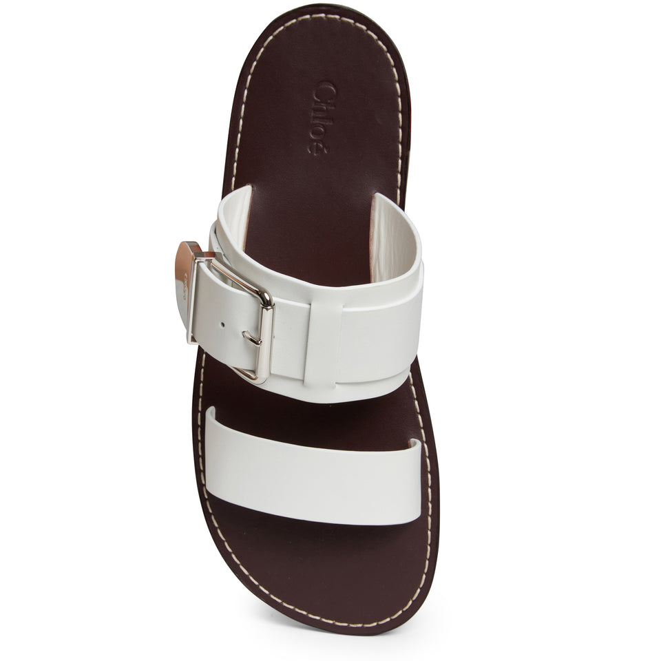 ''Rebecca'' white leather sandals