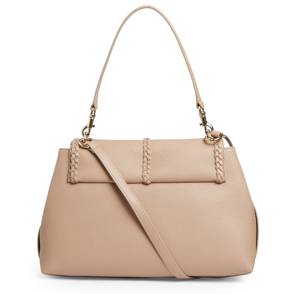 ''Penelope'' shoulder bag in beige leather