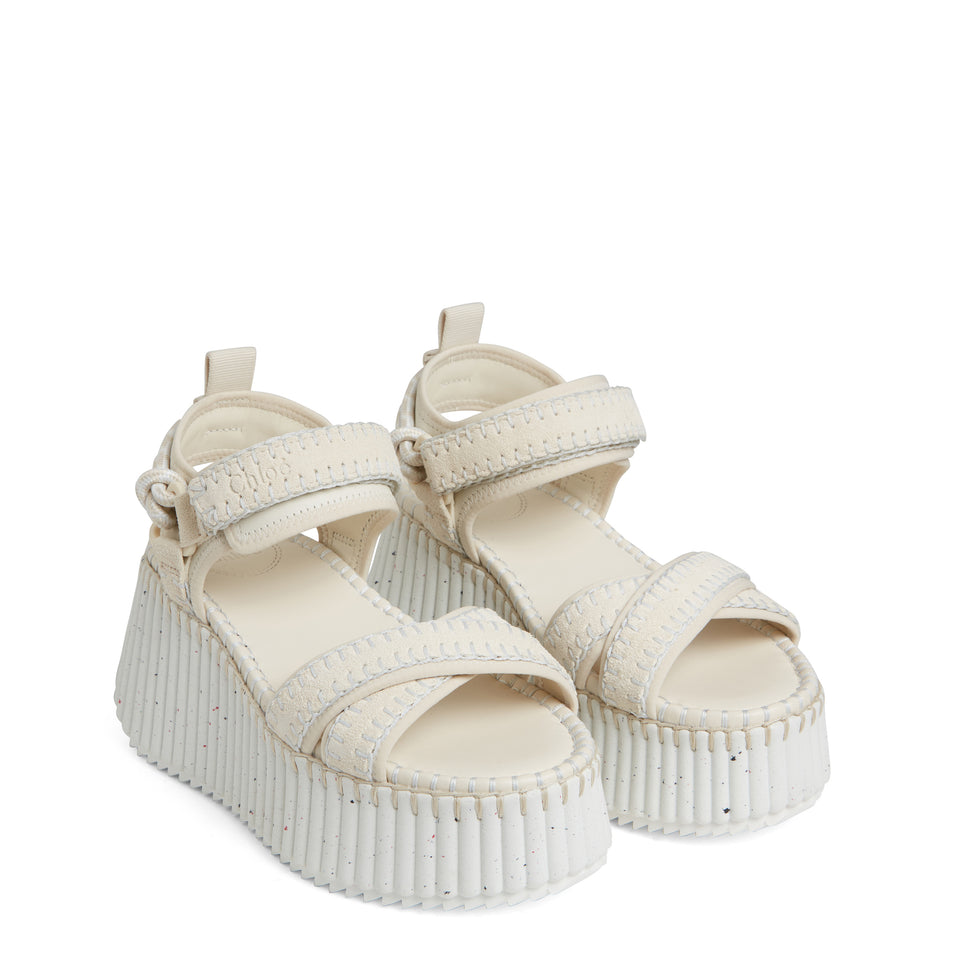 ''Nama'' sandals in white suede