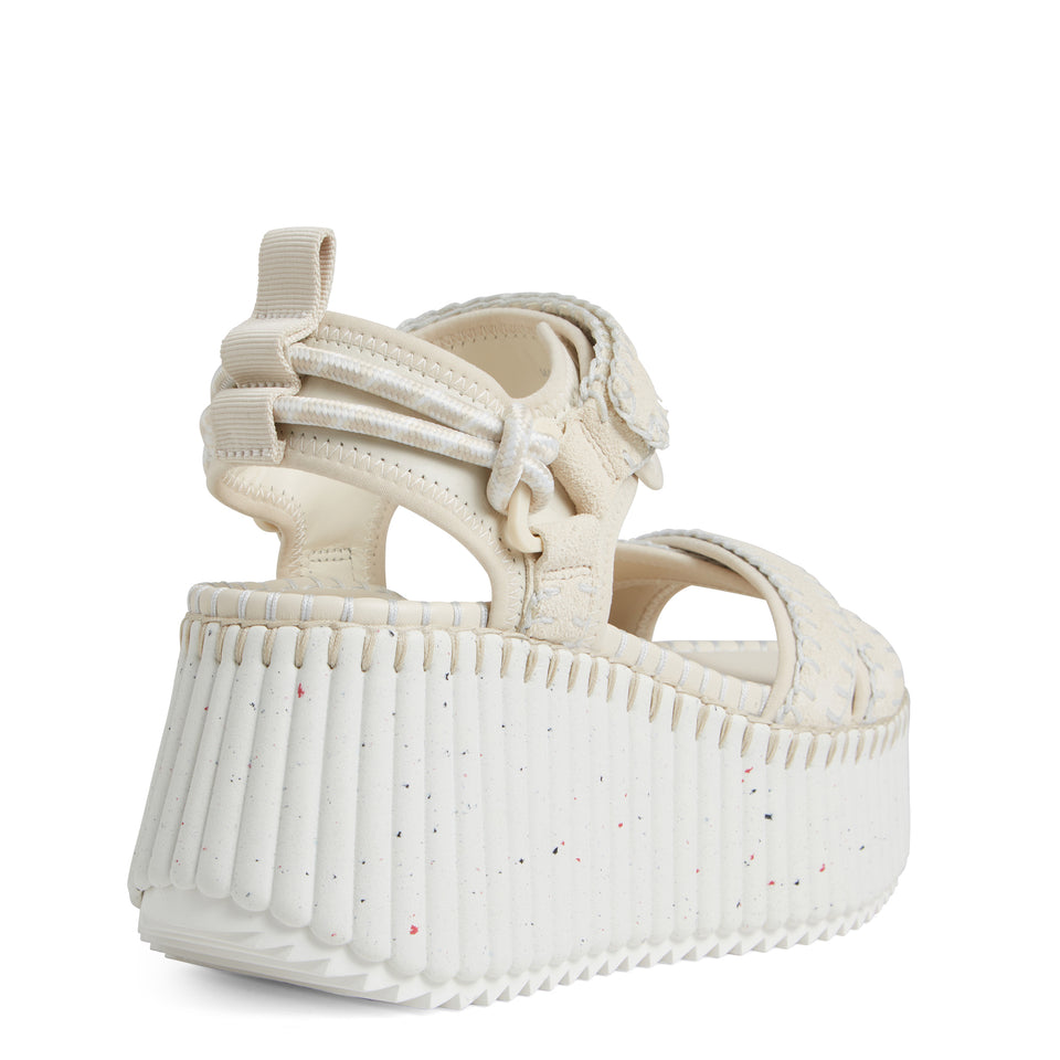 ''Nama'' sandals in white suede