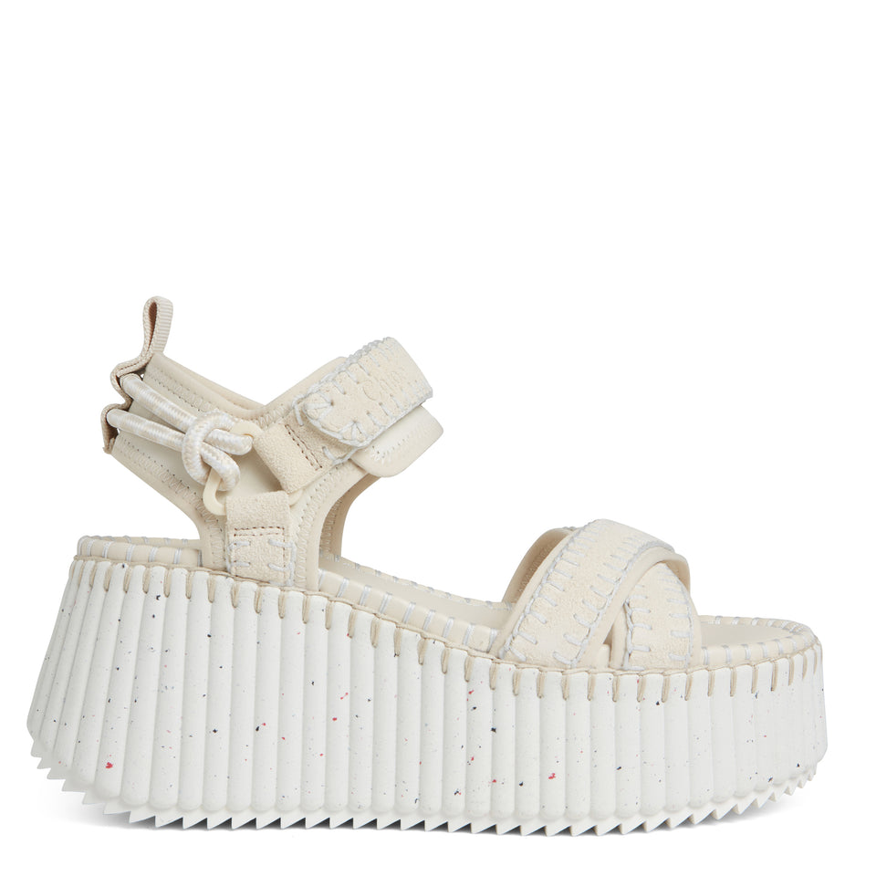 ''Nama'' sandals in white suede