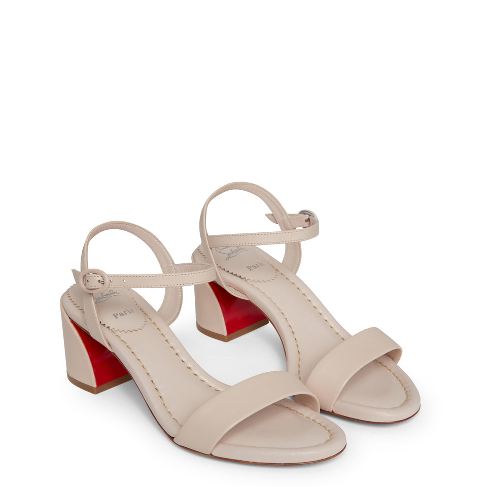 "Miss Jane" sandals in beige leather