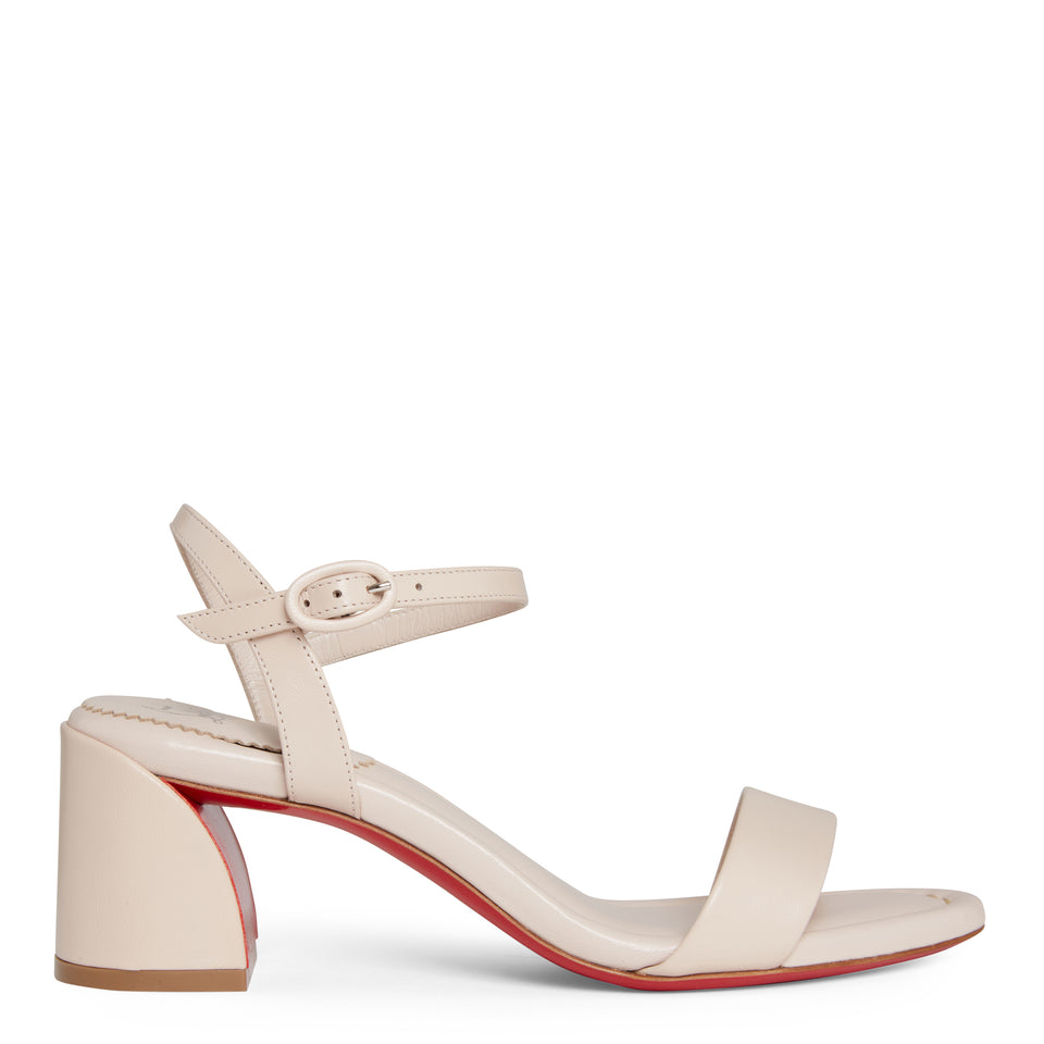 "Miss Jane" sandals in beige leather