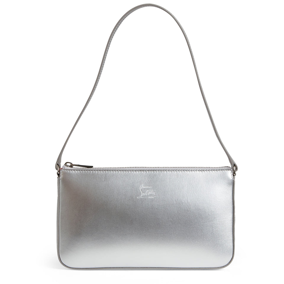 "Loubila Shoulder" bag in silver patent leather
