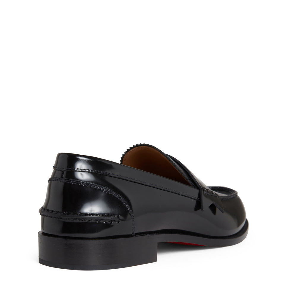 "Penny flat" black patent loafers