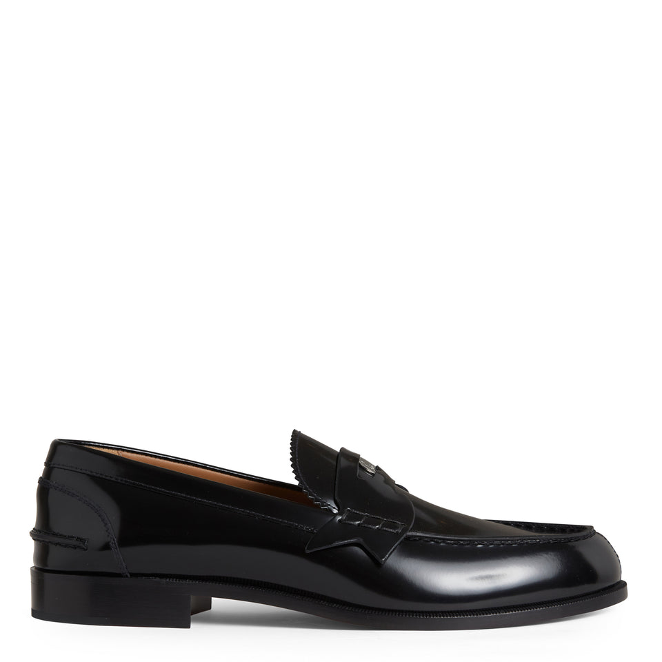 "Penny flat" black patent loafers