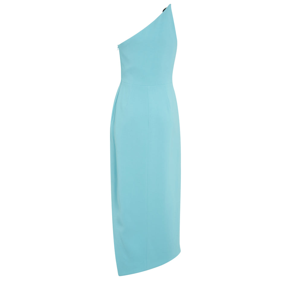 One shoulder dress in light blue fabric