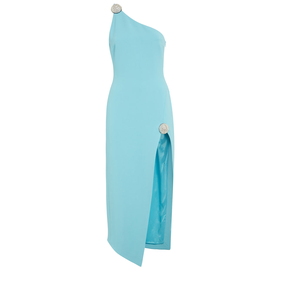 One shoulder dress in light blue fabric