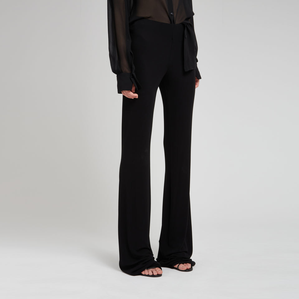 Flared trousers in black fabric