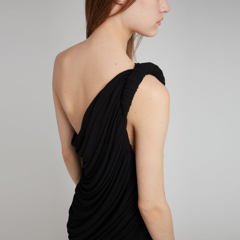 One shoulder top in black fabric