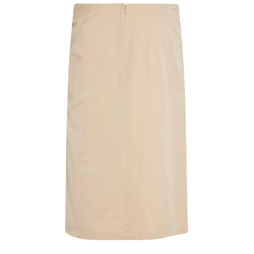 "We are" draped skirt in beige cotton