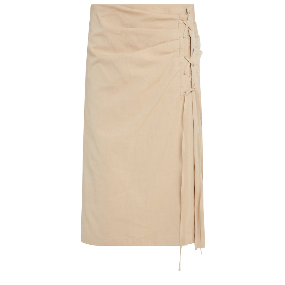 "We are" draped skirt in beige cotton