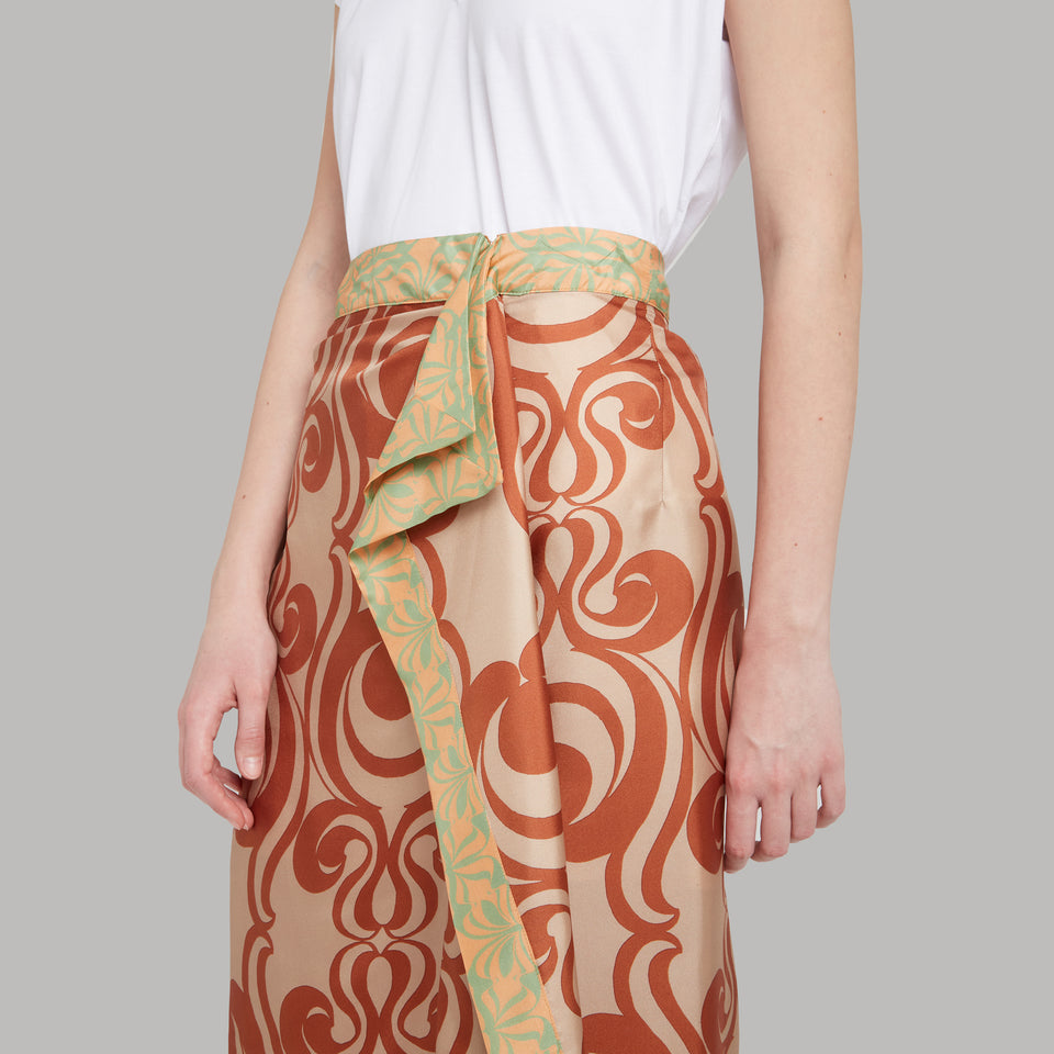 "Sole" draped skirt in multicolor silk