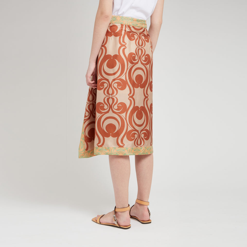 "Sole" draped skirt in multicolor silk