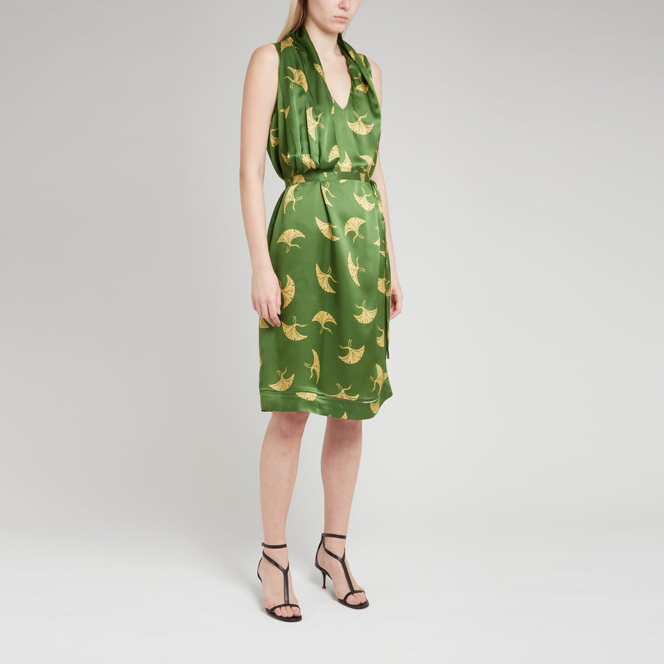 "Doren" dress in green silk