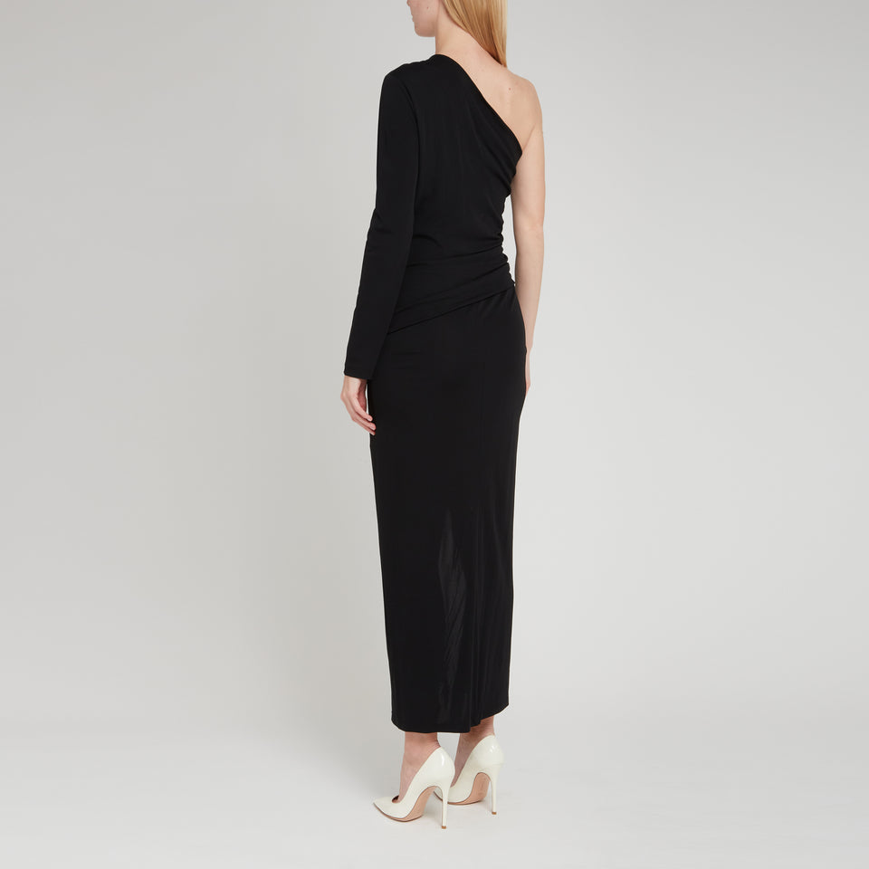"Kitana" one-shoulder dress in black fabric