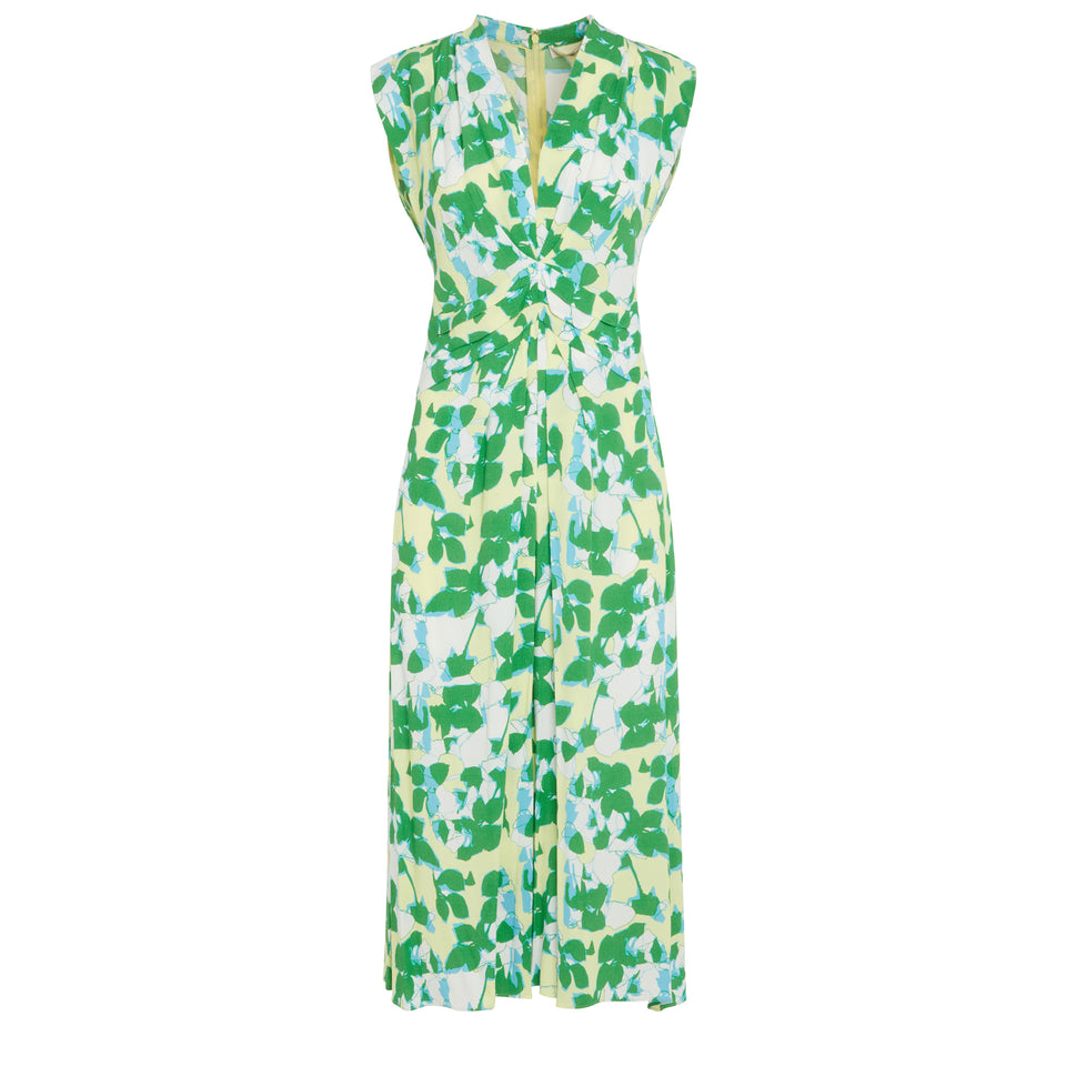 "Livia" sleeveless dress in green fabric