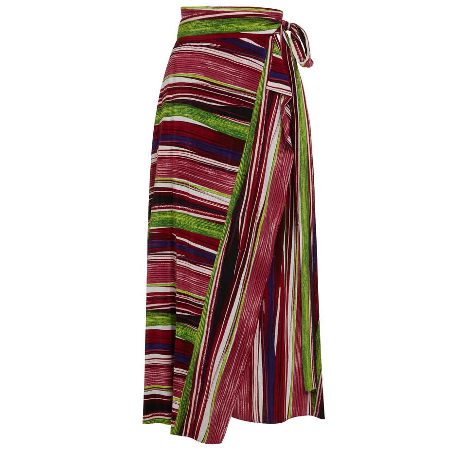 Wrap skirt in multicolor fabric