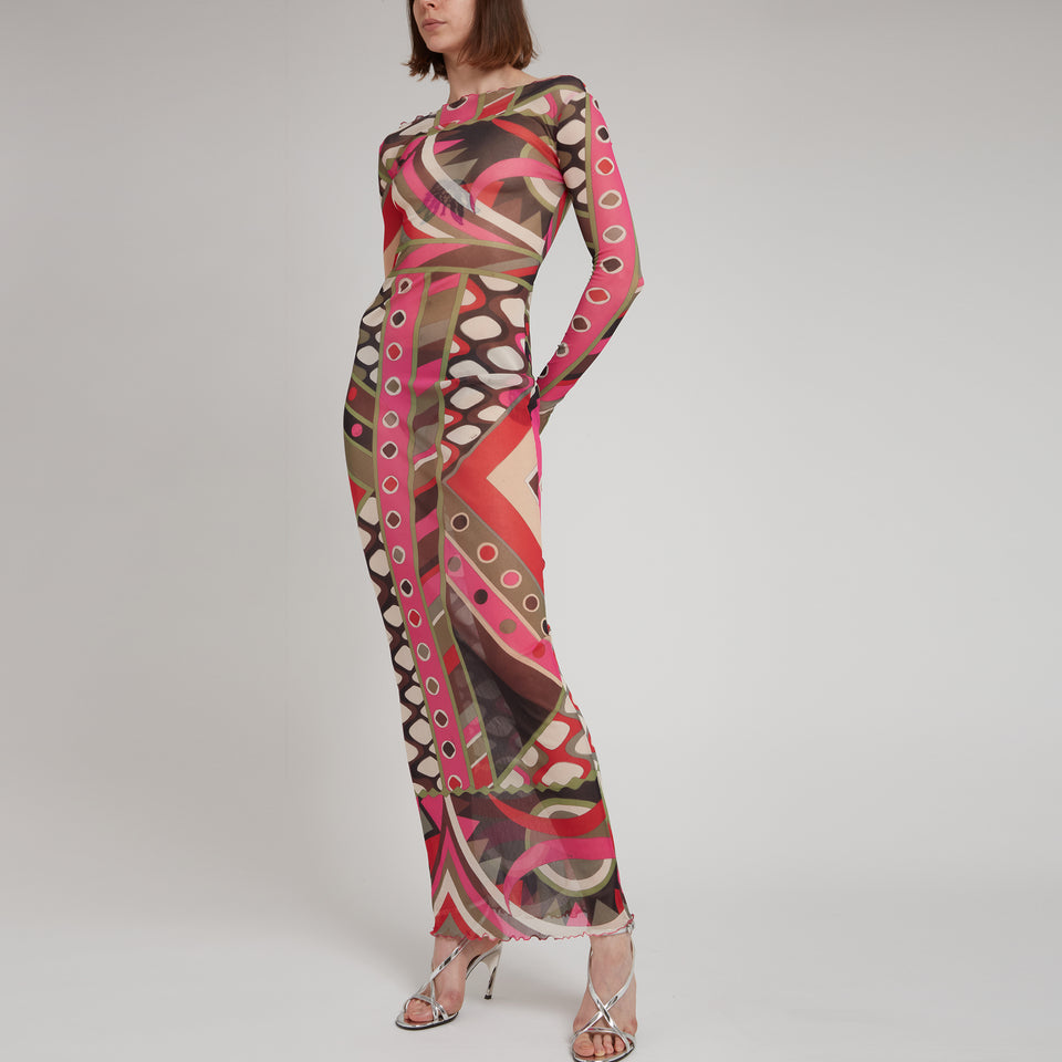 Maxi dress in multicolor fabric